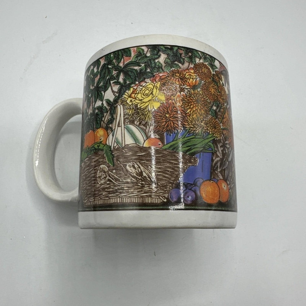 Vintage Autumn Pumpkin Patch Mug. 3-1/2 Tall X 3-1/2" Wide At The Rim.